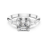 Asscher Lab Grown Diamond Three-Stone Engagement Ring