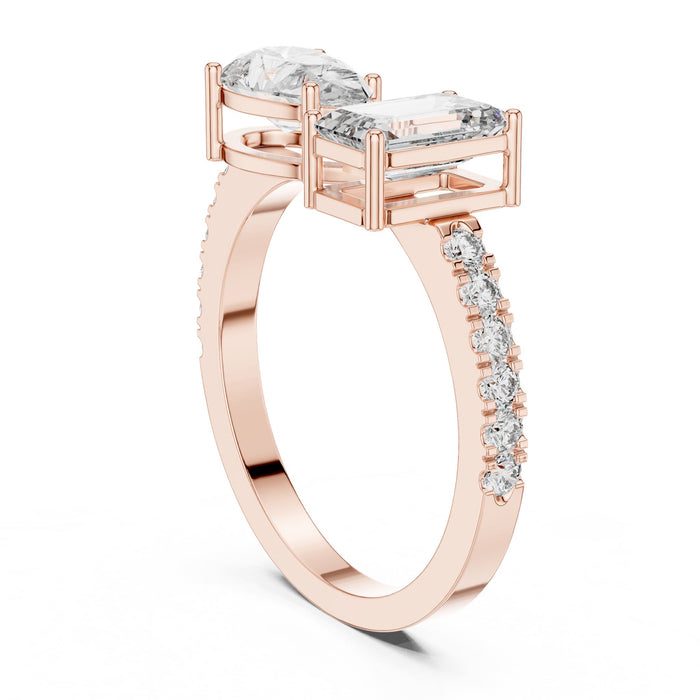 Toi Et Moi Et Lab Grown Diamond Three-Stone Engagement Ring yellow gold video