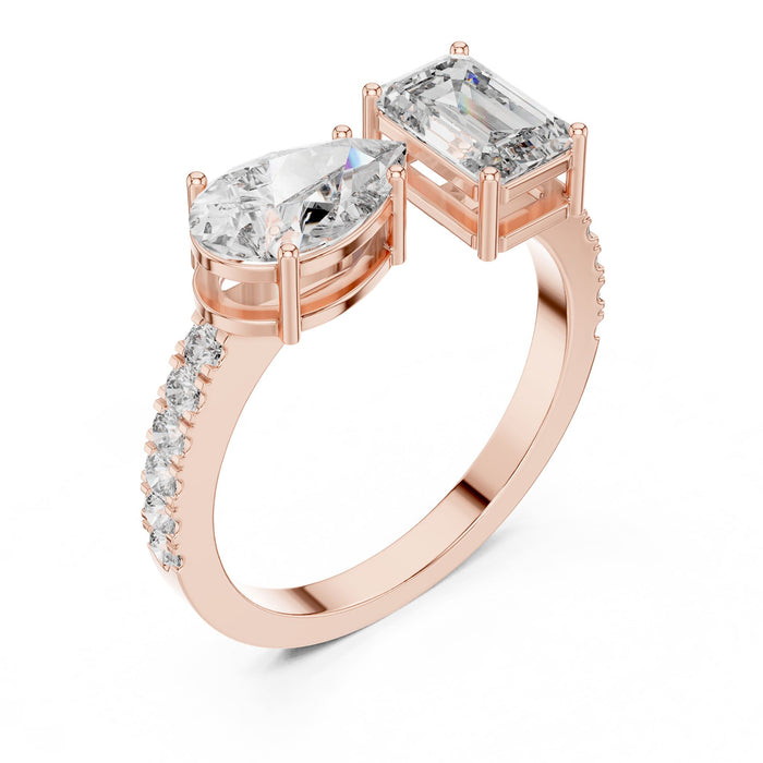 Toi Et Moi Et Lab Grown Diamond Three-Stone Engagement Ring rose gold video