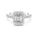 Emerald Lab Grown Diamond Halo Engagement Ring