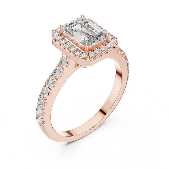 Emerald Lab Grown Diamond Halo Engagement Ring rose gold video