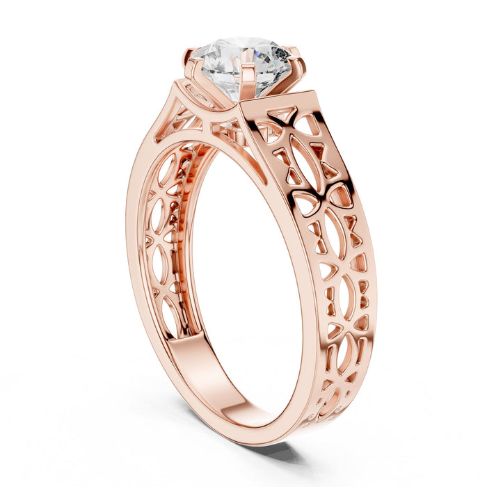 Round Lab Grown Diamond Cathedral Engagement Ring yellow gold video