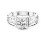 Round Lab Grown Diamond Cathedral Engagement Ring