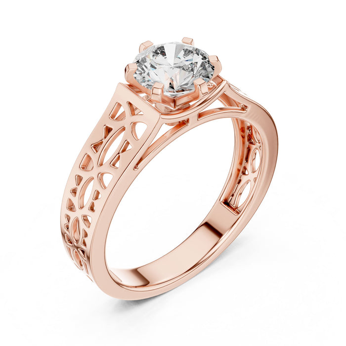 Round Lab Grown Diamond Cathedral Engagement Ring rose gold video