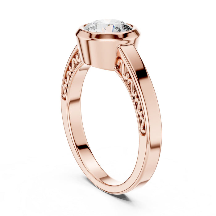 Round Lab Grown Diamond Bezel Engagement Ring yellow gold video