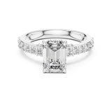 Emerald Lab Grown Diamond Hidden-Halo Engagement Ring