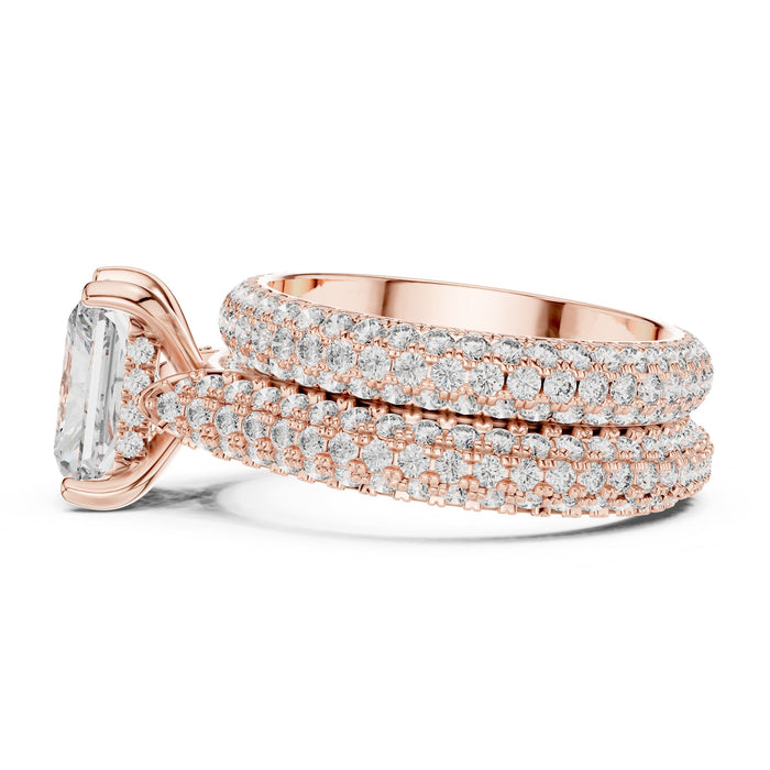Radiant Lab Grown Diamond Pave Engagement Ring yellow gold video