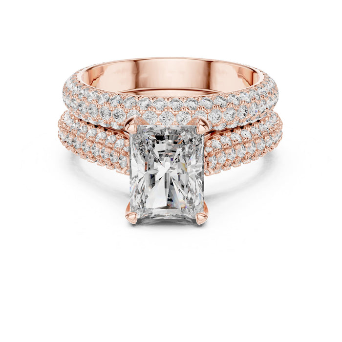 Radiant Lab Grown Diamond Pave Engagement Ring rose gold video