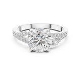 Round Lab Grown Diamond Side-Stone Engagement Ring