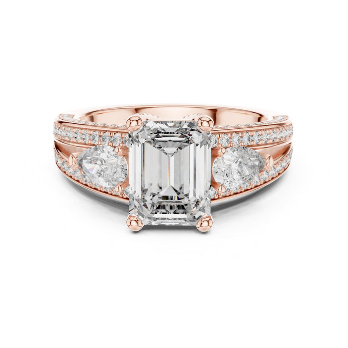 Emerald Lab Grown Diamond Split-Shank Engagement Ring rose gold video