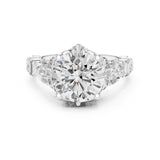 Round Lab Grown Diamond Side-Stone Engagement Ring