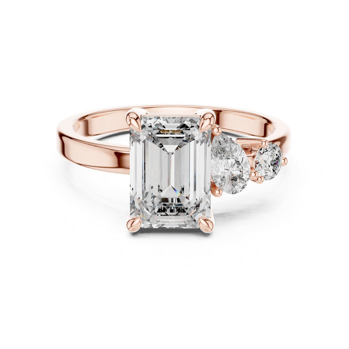 Emerald Lab Grown Diamond Three-Stone Engagement Ring rose gold video