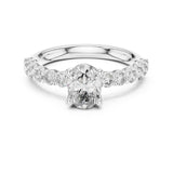 Oval Lab Grown Diamond Side-Stone Engagement Ring