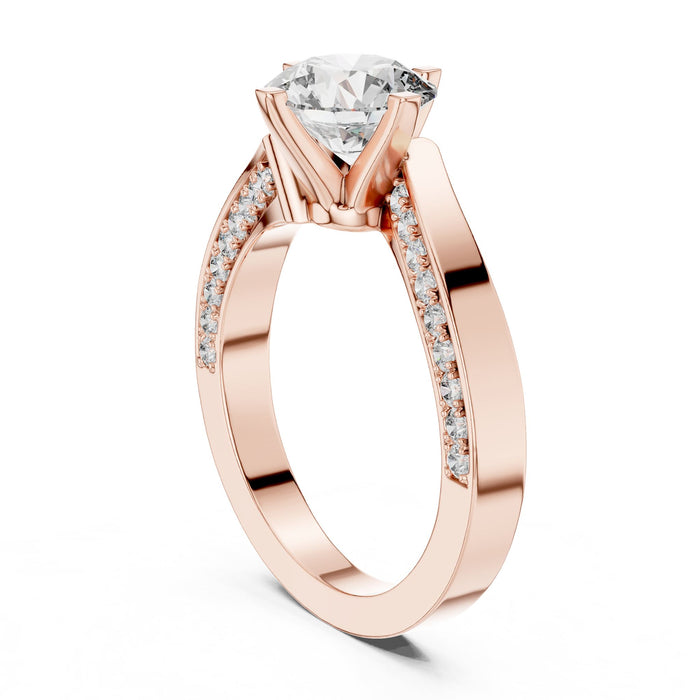 Round Lab Grown Diamond Cathedral Engagement Ring yellow gold video