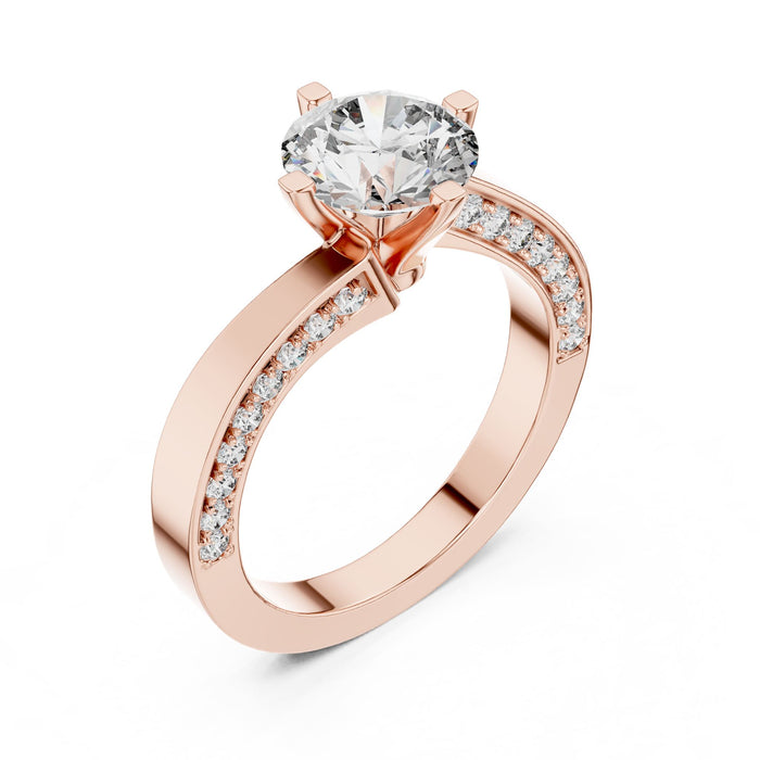 Round Lab Grown Diamond Cathedral Engagement Ring rose gold video