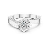 Round Lab Grown Diamond Cathedral Engagement Ring