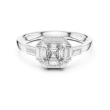 Asscher Lab Grown Diamond Three-Stone Engagement Ring