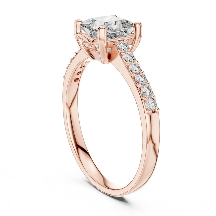 Princess Lab Grown Diamond Side-Stone Engagement Ring yellow gold video