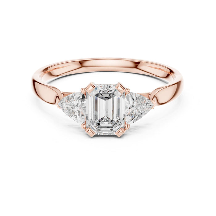 Emerald Lab Grown Diamond Three-Stone Engagement Ring yellow gold video