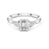 Emerald Lab Grown Diamond Three-Stone Engagement Ring