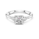 Asscher Lab Grown Diamond Three-Stone Engagement Ring