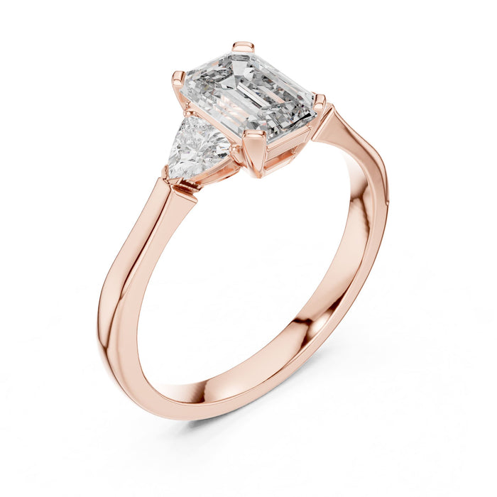 Emerald Lab Grown Diamond Three-Stone Engagement Ring rose gold video