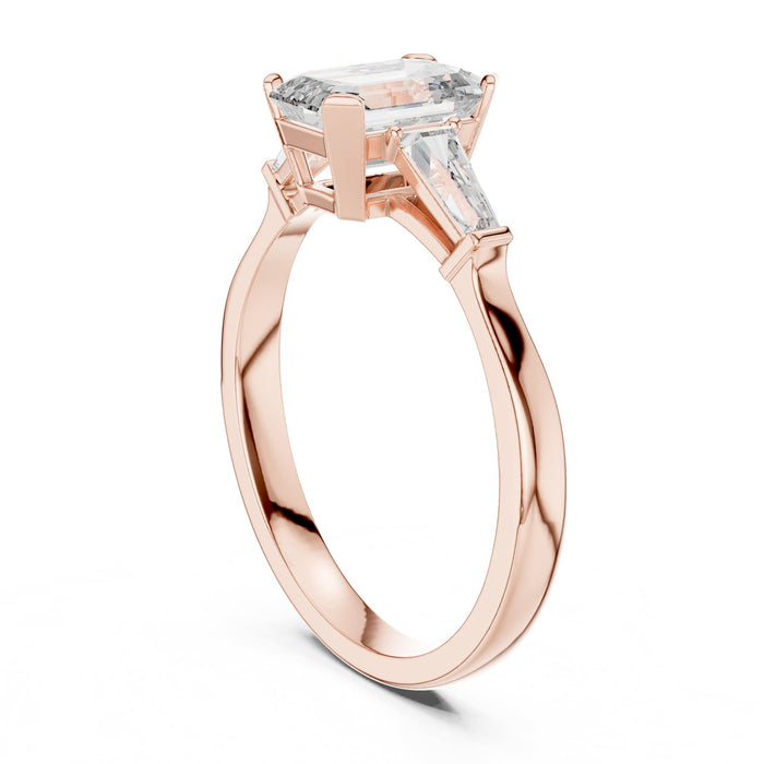 Emerald Lab Grown Diamond Three-Stone Engagement Ring yellow gold video