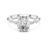 Oval Lab Grown Diamond Side-Stone Engagement Ring