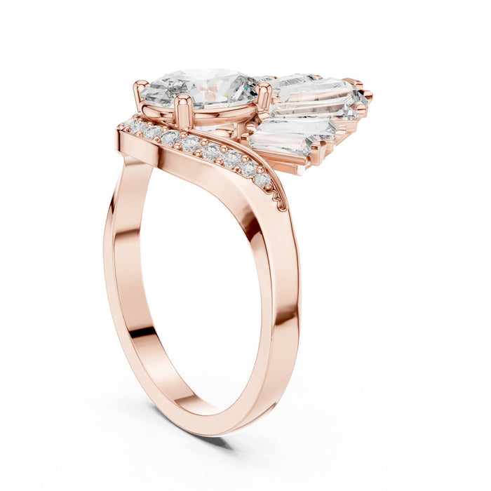 Oval Lab Grown Diamond Cluster Engagement Ring yellow gold video