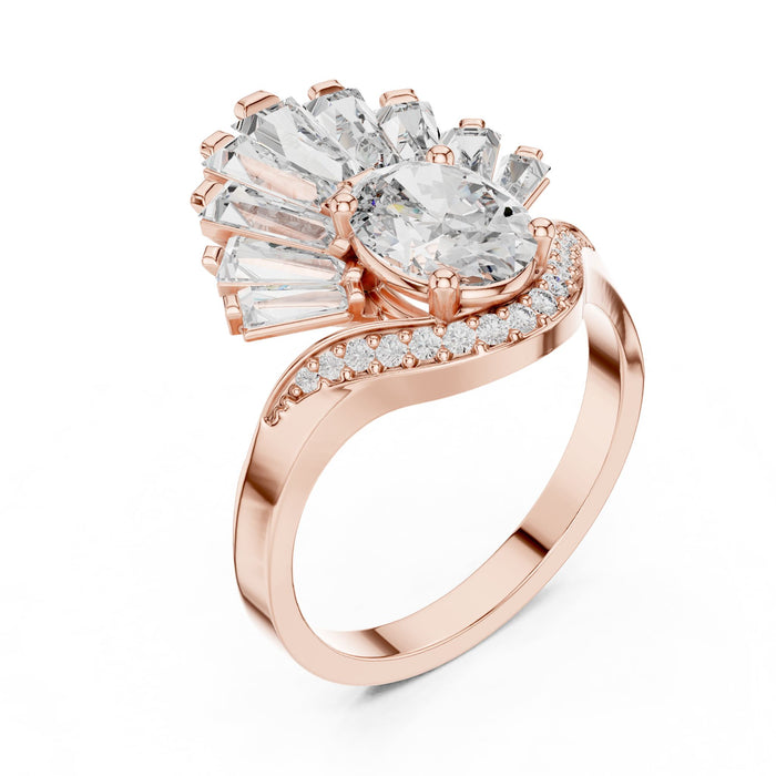 Oval Lab Grown Diamond Cluster Engagement Ring rose gold video