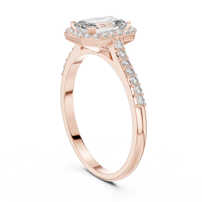 Emerald Lab Grown Diamond Halo Engagement Ring yellow gold video