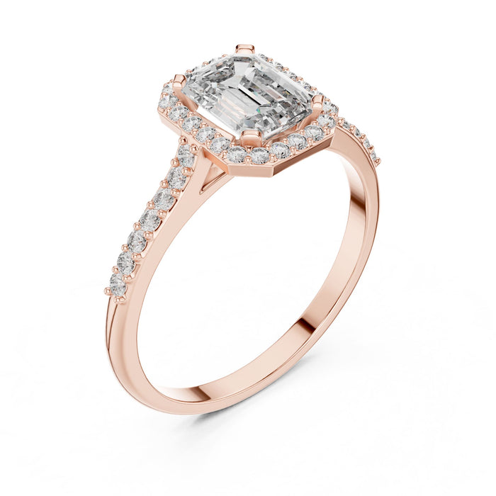 Emerald Lab Grown Diamond Halo Engagement Ring rose gold video