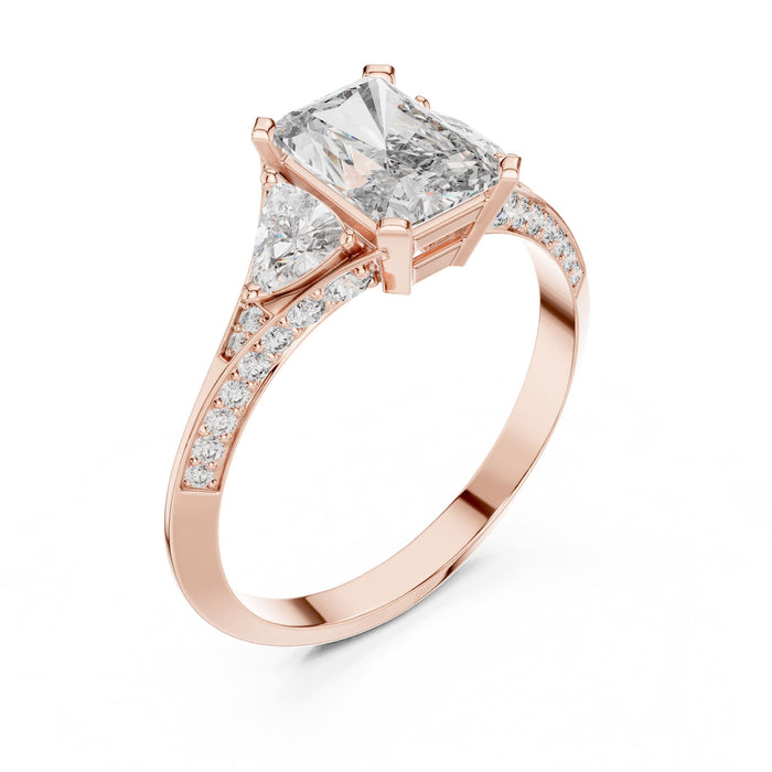 Emerald Lab Grown Diamond Three-Stone Engagement Ring rose gold video