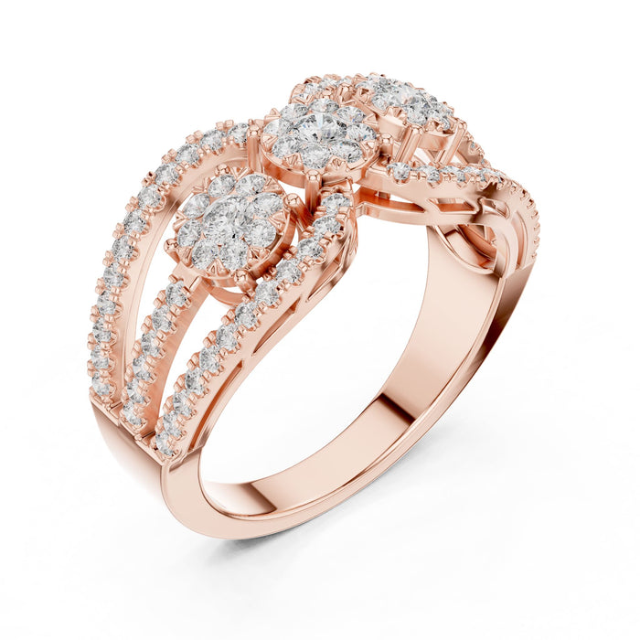 Round Lab Grown Diamond Cluster Engagement Ring rose gold video