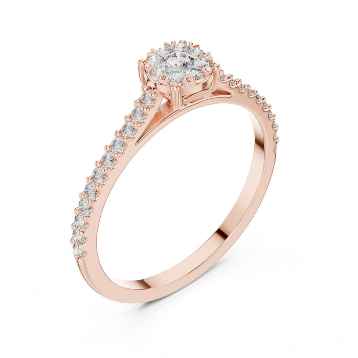 Round Lab Grown Diamond Cluster Engagement Ring rose gold video