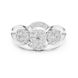 Round Lab Grown Diamond Cluster Engagement Ring