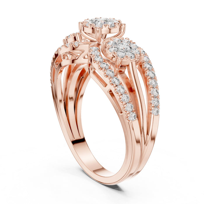 Round  Lab Grown Diamond Cluster Engagement Ring yellow gold video