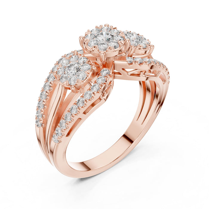 Round  Lab Grown Diamond Cluster Engagement Ring rose gold video