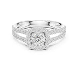 Round Lab Grown Diamond Halo Engagement Ring
