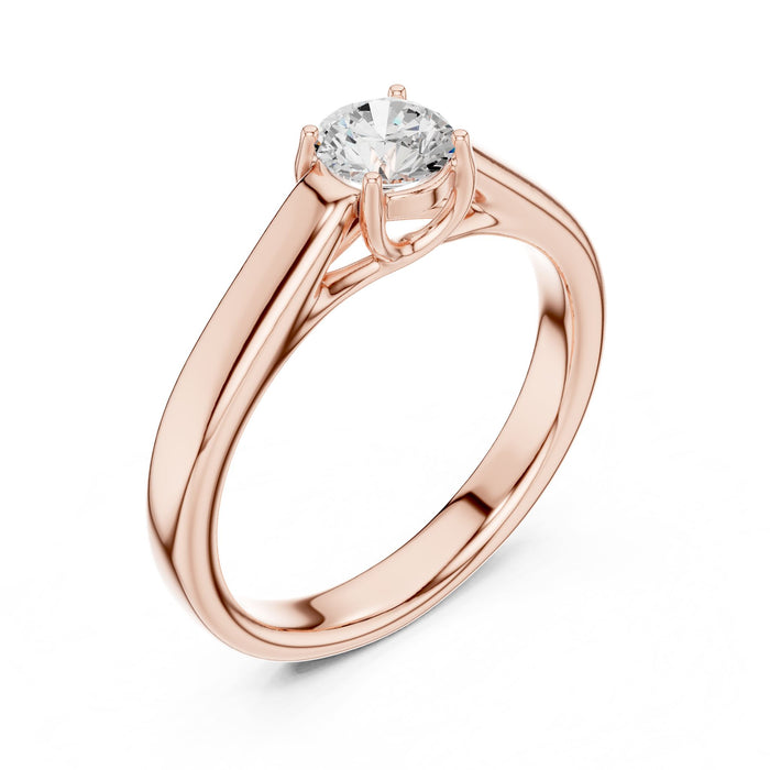 Round Lab Grown Diamond Cathedral Engagement Ring rose gold video