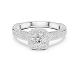 Round Lab Grown Diamond Halo Engagement Ring