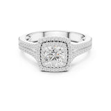 Round Lab Grown Diamond Halo Engagement Ring