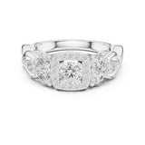 Round Lab Grown Diamond Halo Engagement Ring