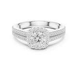 Round Lab Grown Diamond Halo Engagement Ring