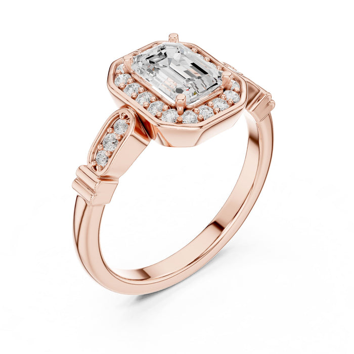 Emerald Lab Grown Diamond Halo Engagement Ring rose gold video