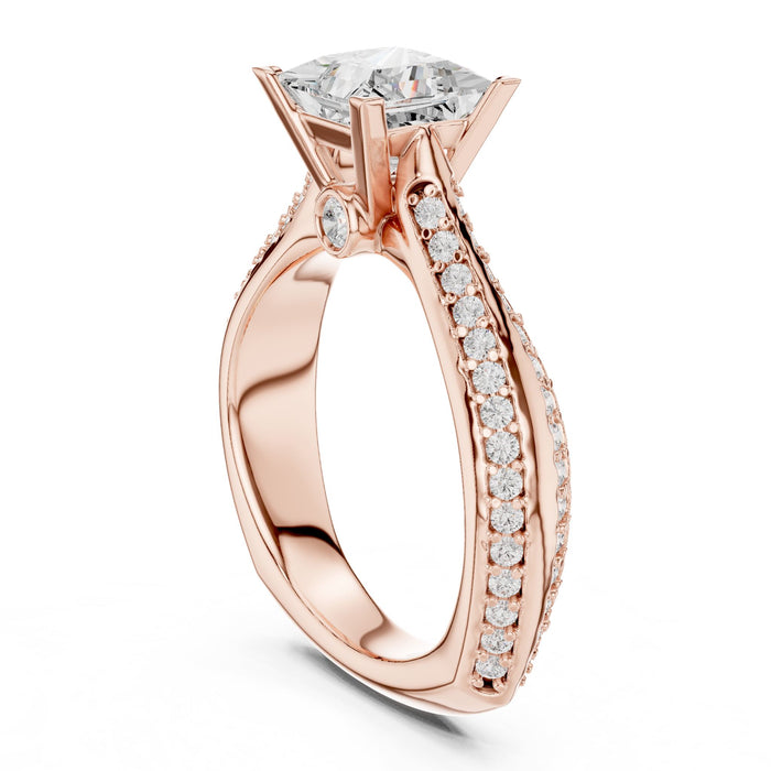 Princess Lab Grown Diamond Cathedral Engagement Ring yellow gold video