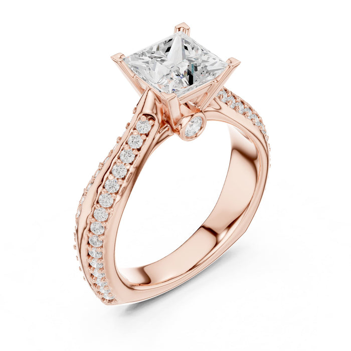 Princess Lab Grown Diamond Cathedral Engagement Ring rose gold video