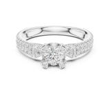 Round Lab Grown Diamond Side-Stone Engagement Ring