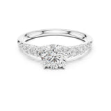 Round Lab Grown Diamond Side-Stone Engagement Ring