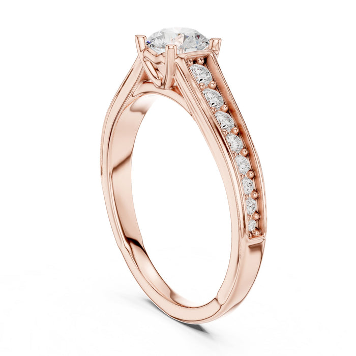 Round Lab Grown Diamond Cathedral Engagement Ring yellow gold video